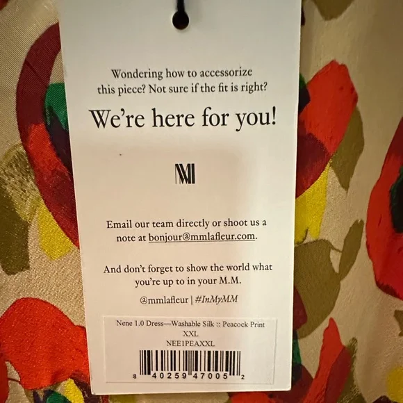 NWT MMLaFleur Nene 1.0 Dress - Washable Silk in Peacock PrintXXL